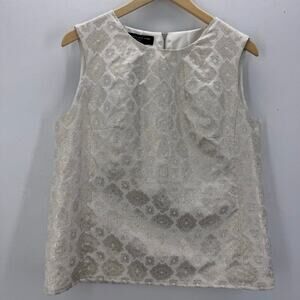 NWT Jones New York Womens Silver Glitter Tank Top sz 12 Casual Glams Brunch